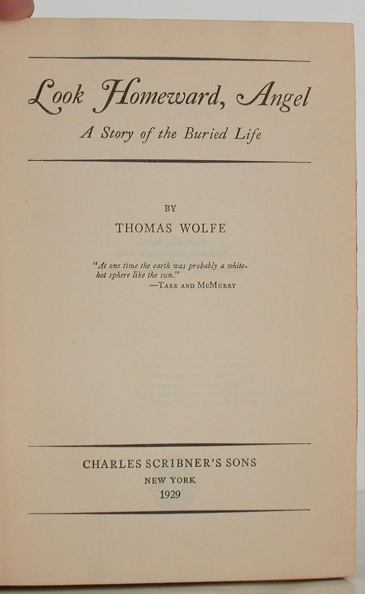Look Homeward, Angel by Thomas Wolfe on Bookbid Rare Books