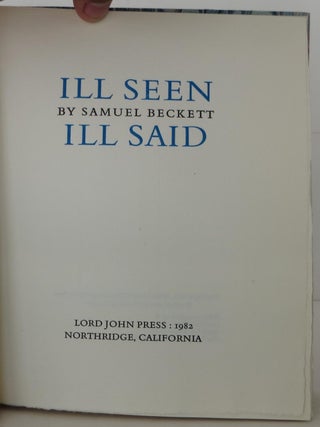 Ill Seen, Ill Said