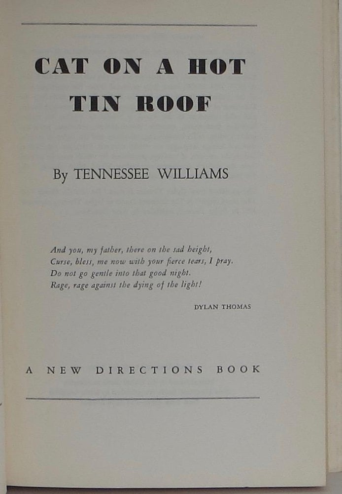 Item #1804010 Cat on a Hot Tin Roof. Tennessee Williams.