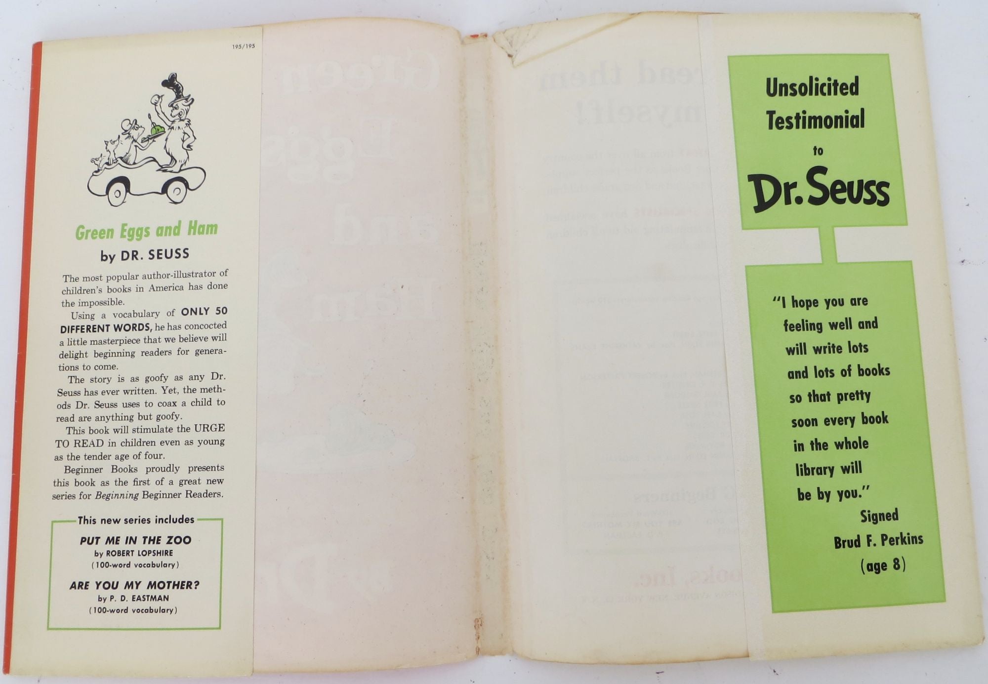 Green Eggs And Ham Seuss Dr First Edition First Issue
