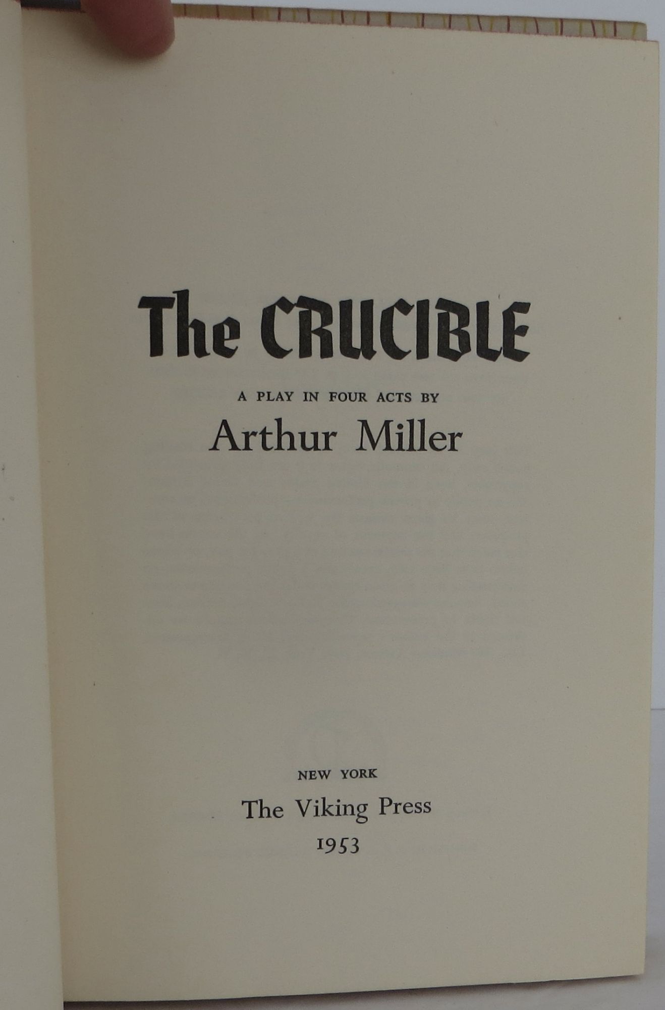 The Crucible. by Miller, Arthur | 1953 | The Viking Press