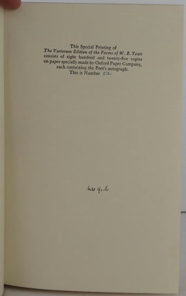 The Variorum Edition of the Poems of W. B. Yeats