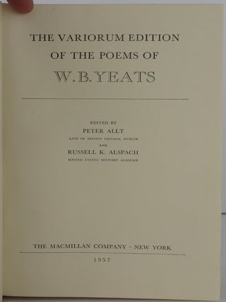 The Variorum Edition of the Poems of W. B. Yeats